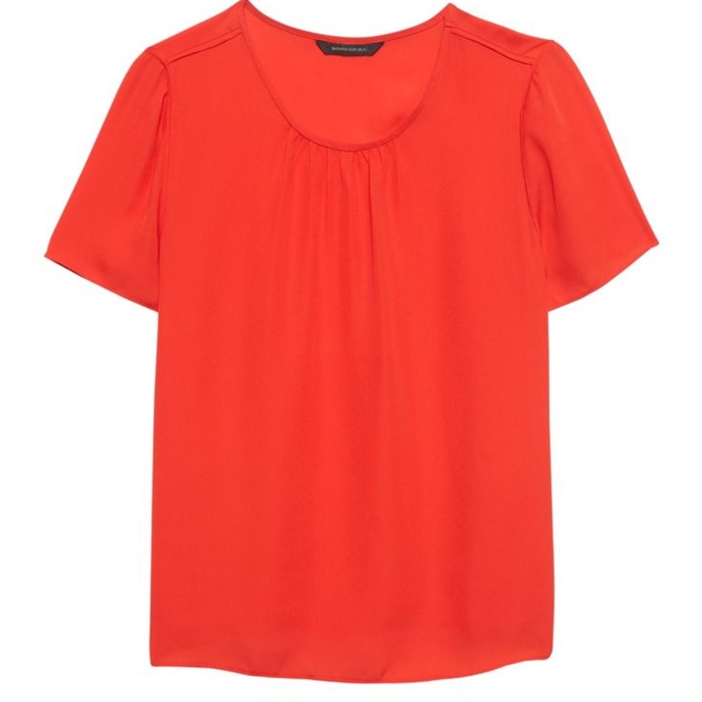 Banana Republic Piped Crewneck Blouse Hot Red - L